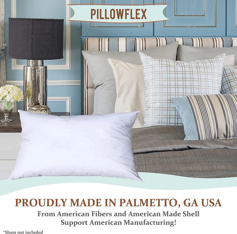 Pillowflex Premium Polyester Pillow Insert â€“ 12x16 - Rectangle Pillow Form, Machine Washable, Soft Sham Supports, Decorative Form for Covers and Throw Pillows, Hypoallergenic - Made in USA - 2 Pack - Image 3